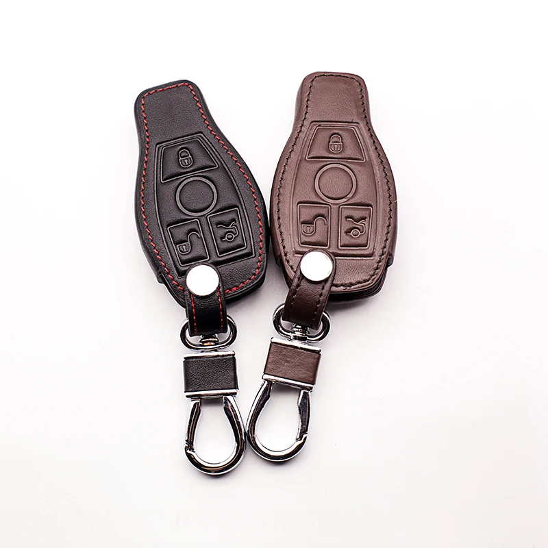 New style black coffee color leather key cover for Mercedes Benz W203 W210 W211 AMG W204