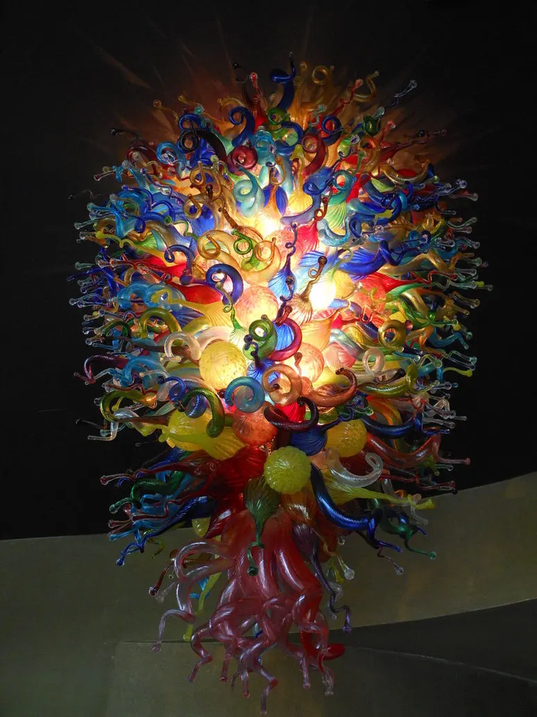 

Wholesale Colorful Murano Glass Chandeliers Hanging Glass LED Lighting for Party Decoration .
