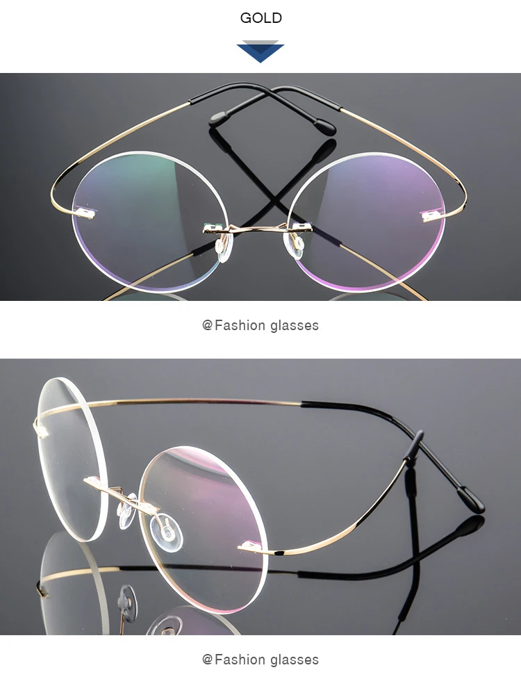 Круглая оправа для очков без оправы для женщин и мужчин, винтажный ультра-светильник, компьютерные оптические очки для мужчин, прозрачные линзы RS197
