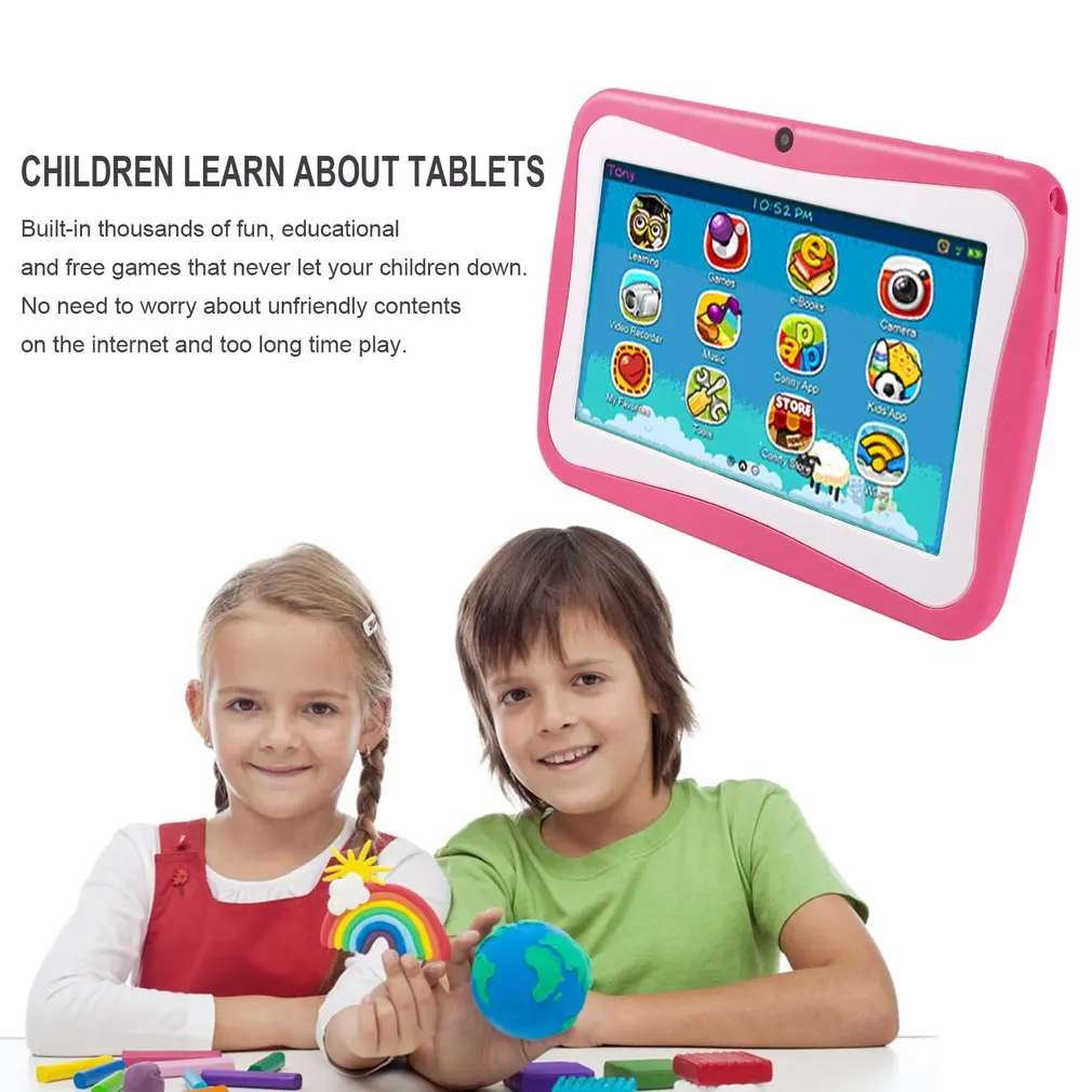 

7 Inch Quad Core Kids Children Tablet PC 512MB RAM+8GB ROM Professional Learning Education Tablet Computer for Android 4.4