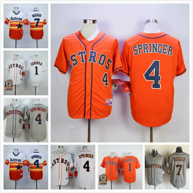 4 джордж springer 7 Крейг Biggio Возврат Джерси белый красный серый | - Цена: 