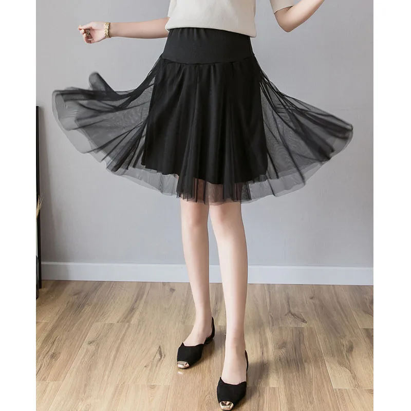 

Summer Maternity Gauze Skirts For Pregnant Women Clothes Abdominal Skirt Ball Gown High Waist Tutu Pregnancy Bubble Skirt