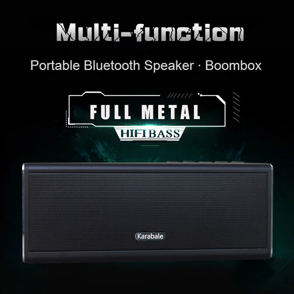 

Portable 20W Big Power Bluetooth Speaker Super Bass HIFI Metal 4400mAH Power Bank Wireless Computer Speaker With MIC FM Radio