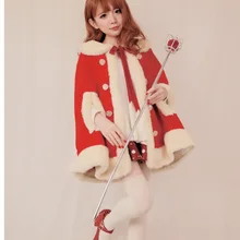Лолита Сладкий Зима Для женщин длинное пальто Мужские парки Толстые женский теплый плащ с милым бантом зимние Куртки шерстяной плащ Пальто для будущих мам меховой воротник