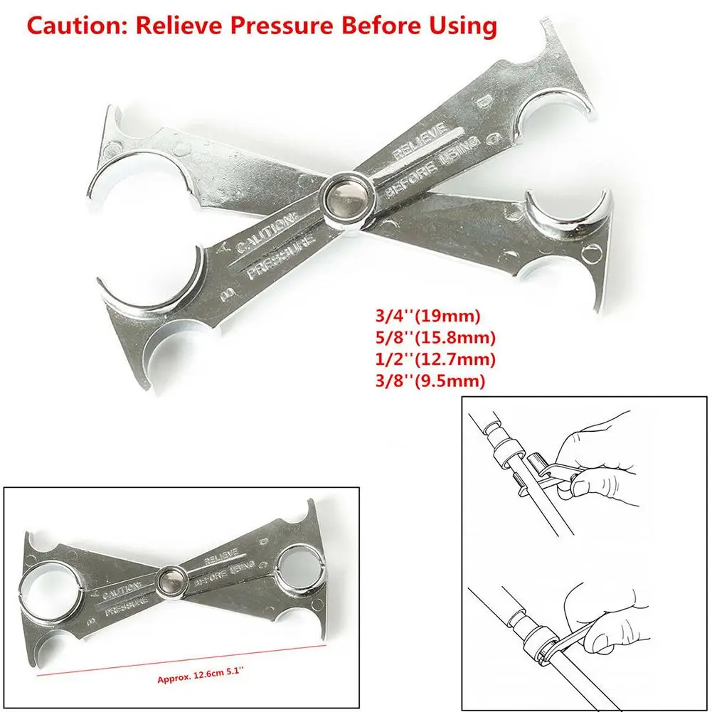 

4 in 1 3/4 5/8 1/2 3/8 Inch Car A/C Line Fuel Pipe Spring Release Removal Tool