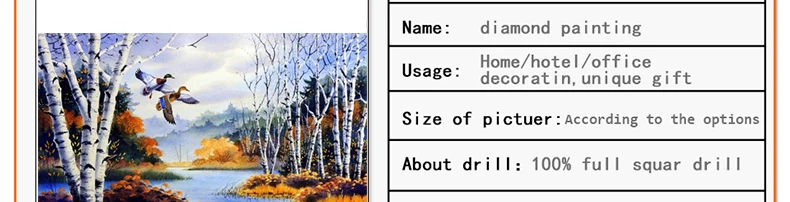Birch bay river scenery free shipping full diamond painting mosaic pattern 5d rhinestone embroidery textile cross stitch crafts1821_02