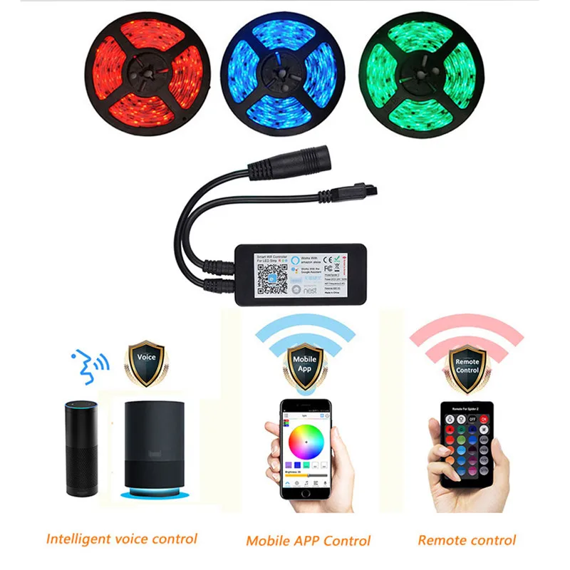

150Leds Smart WiFi RGB LED Light Strip Music Sync Remote Controlled by Alexa Echo Android ISO Smart Phone IP65 Waterproof