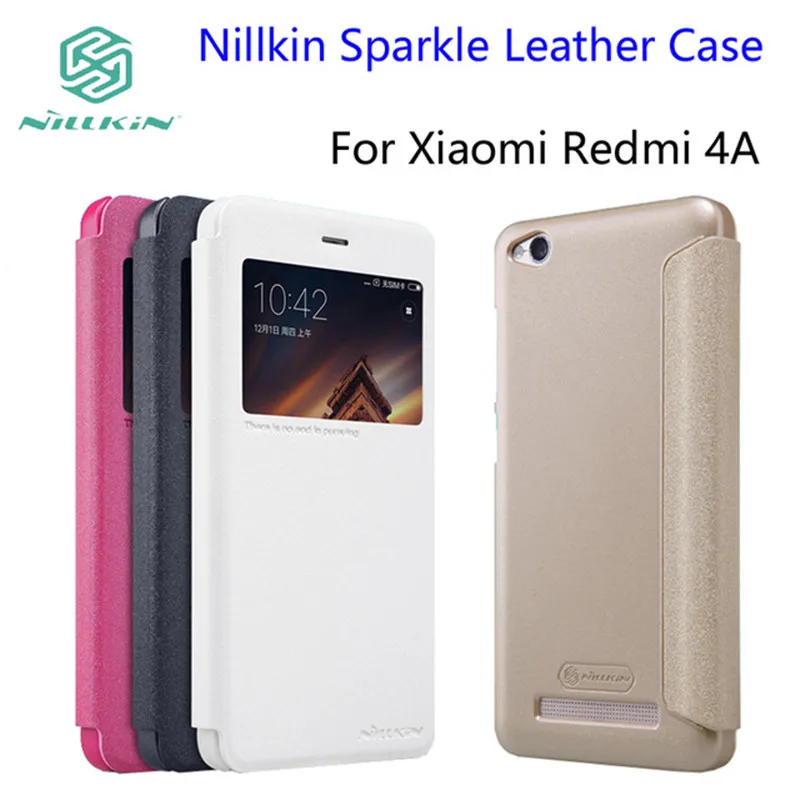 Nillkin Sparkle super thin leather cover phone cases For Xiaomi Redmi 4A humanized window Protective Phone Case hongmi |