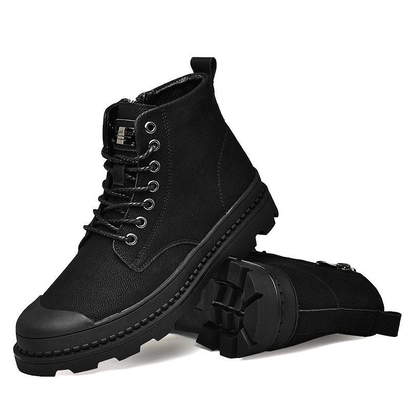 Warm Winter Men Boots Genuine Leather Rubber Ankle Boots Men Outdoor Winter Work Shoes Military Fur Snow Boots for Men Botas
