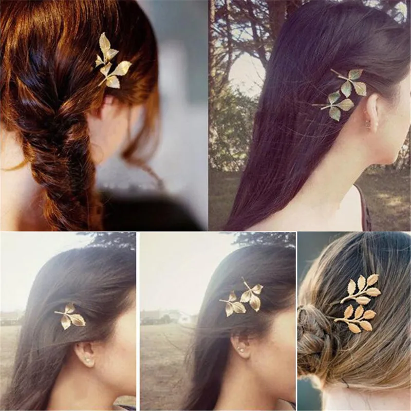 

Fashion Metal Leaf Bobby Pin Wedding Hair Jewelry Barrettes Hair Clips Women Hairpins Hair Accessories Girl Bobpin