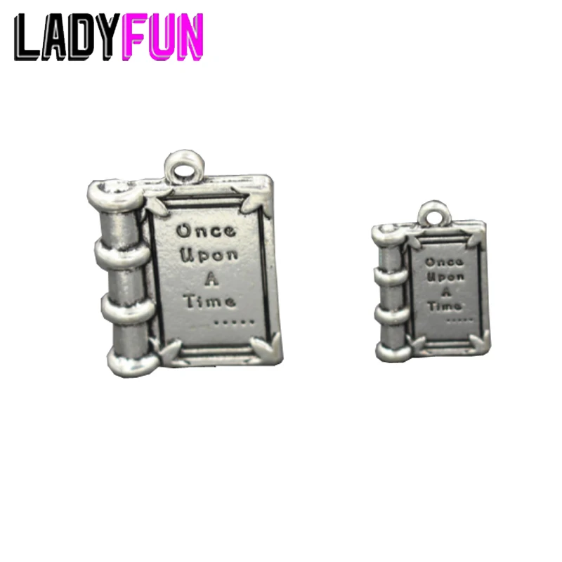 

Vintage Engraved Book Charms once upon A Time For Necklace Pendant 5pcs/lot
