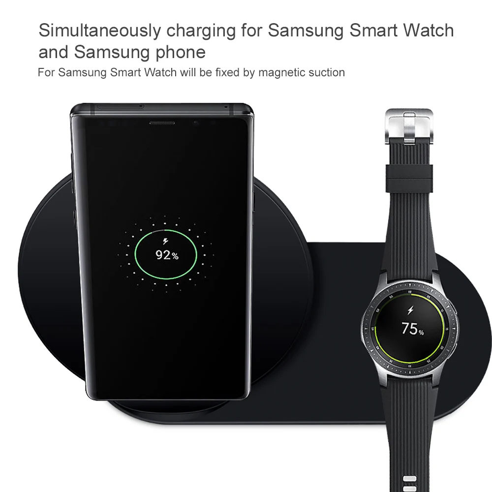 Ascromy For Samsung 10W Wireless Charger Fast Charge Stand Pad For Samsung Watch Gear S4 S3 S2 Galaxy S9 S8 Plus S7 S6 Note 9 8 (3)