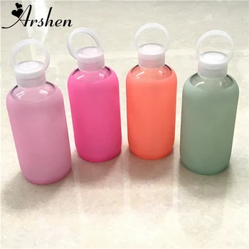 

Arshen Fashion Colorful 500mL Glass Water Bottle Glass Beautiful Gift Women Water Bottles with Protective Silicon Case Tour Camp