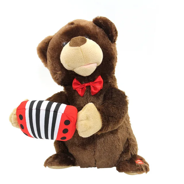 Animated Play Accordion Bear Musical Sing And Dance Mouth Moves Electrical Soft Plush Stuffed
