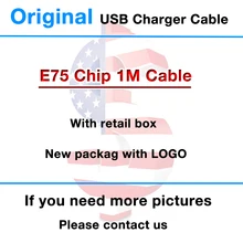 10 шт. 1 м/3 фута E75 5/8 чип OD: 3,0 мм данных USB кабель зарядного устройства для iphone 5 6 6s 7 8 plus X XR XS MAX с коробкой