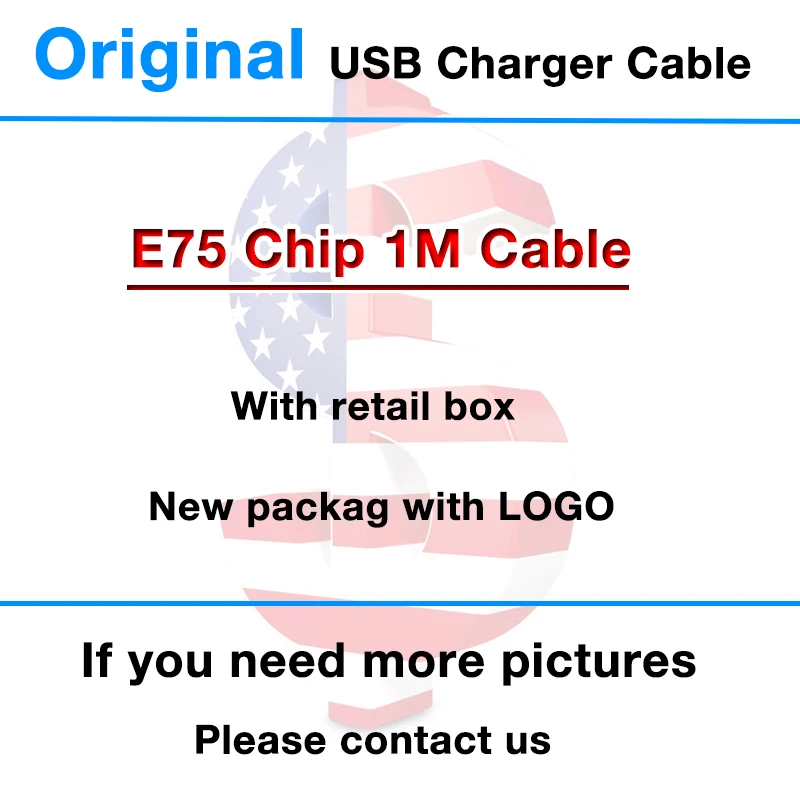 

10Pcs 100% Genuine Original 1m/3ft E75 5/8 Chip OD:3.0mm Data USB charger Cable for iphone 5 6 6s 7 8 plus X XR XS MAX With box