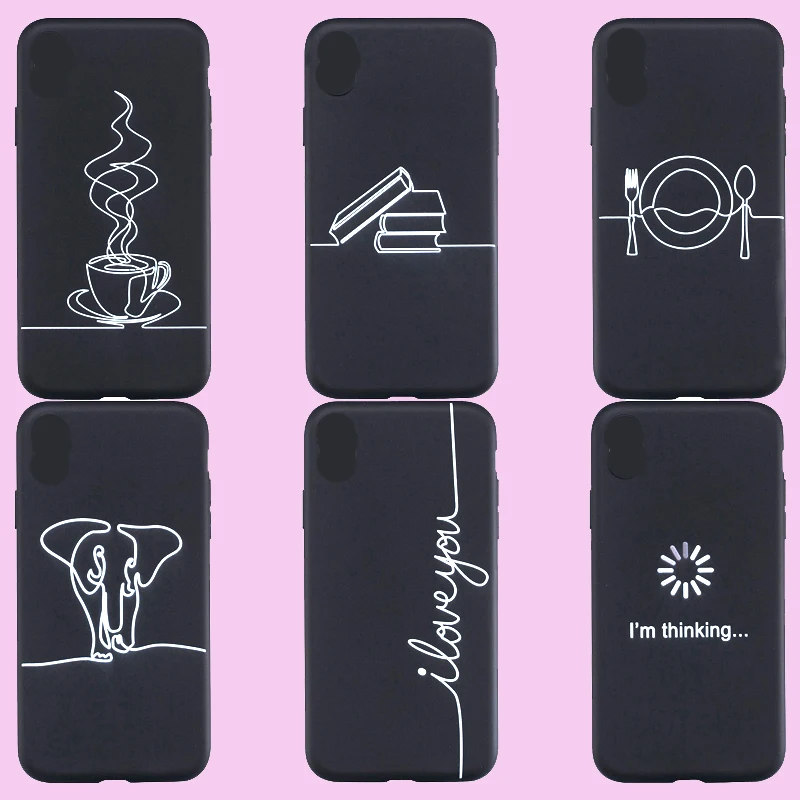 Fashion Simple Line Style Soft TPU Black Case Smartphone Silicone Cover Shell Coque Funda for HUAWEI P Smart 2019 Honor 8C |