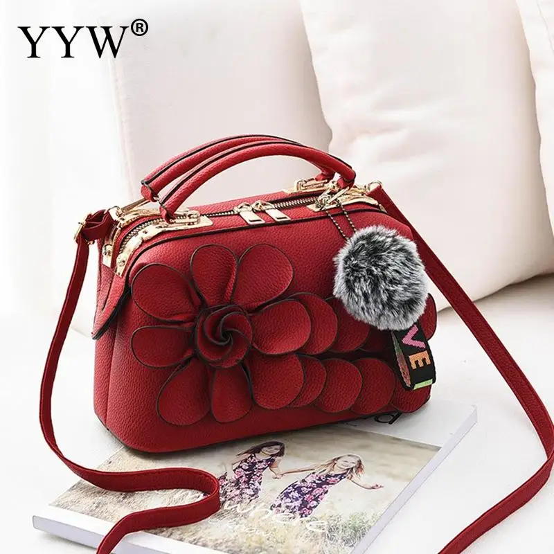 

Elegant Floral Handbag Durable Solid Women Top Handle Hand Bags Totes Shoulder PU Leather Ladies Party Bag Chic Girlfriend Gift