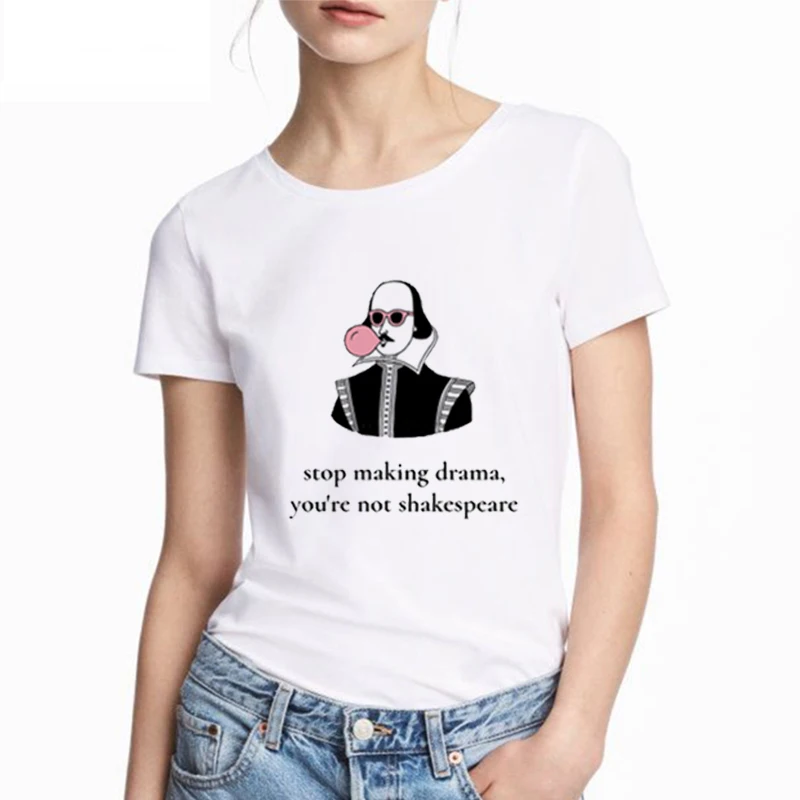 

Stop Making Drama Quotes Women Summer Tumblr Funny T-shirt Grunge Fashion White Tee shirt Feminist Graphic Women Tops Outfits
