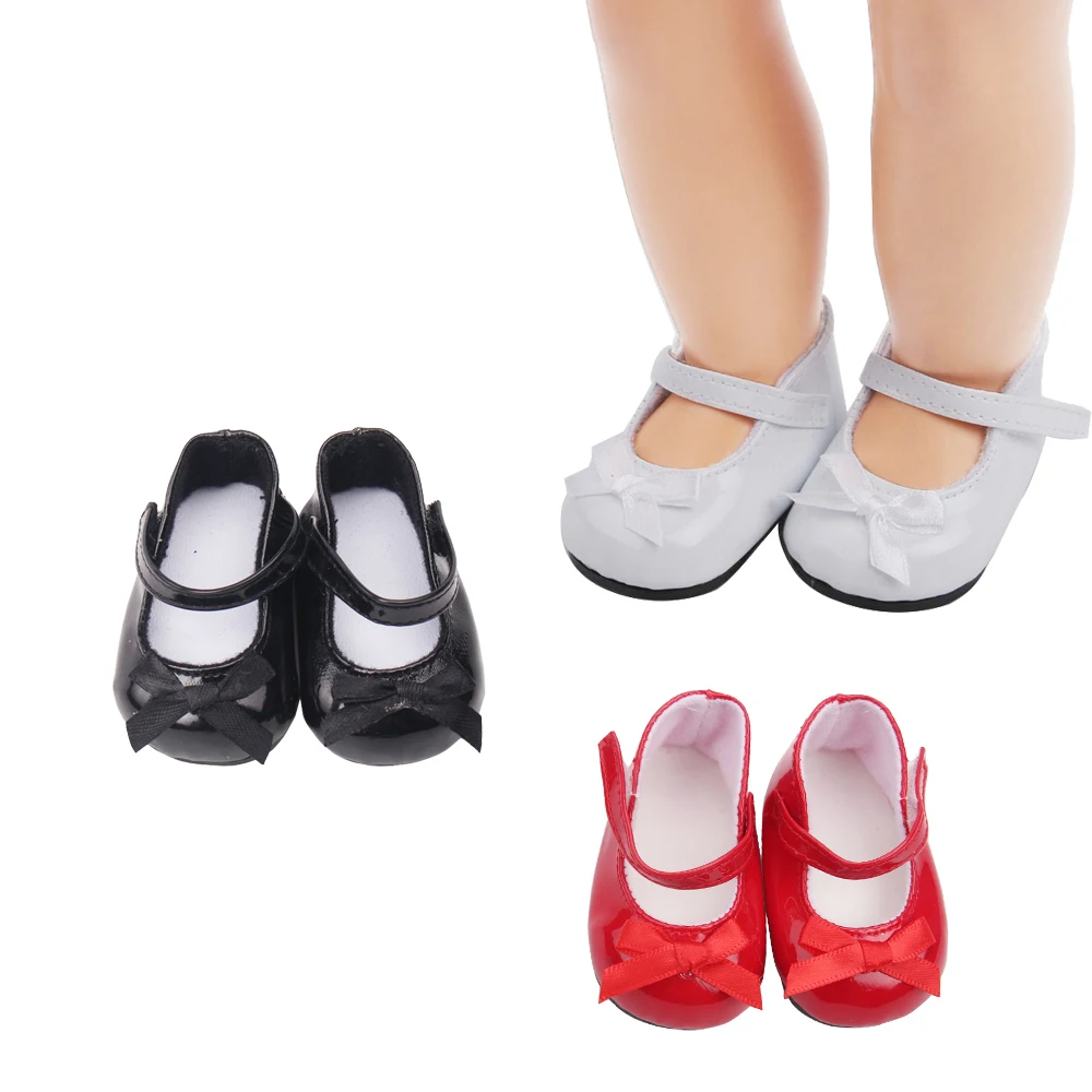 

18 inch Girls doll shoes Princess bow Dress shoes American new born accessories Baby toys fit 43 cm baby s10