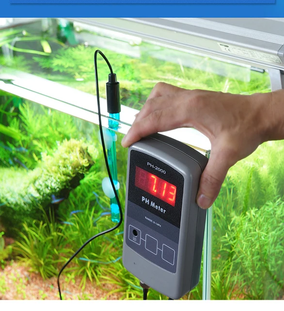 Aquarium fish tank water quality testing to monitor pH detection ph tester value of the long