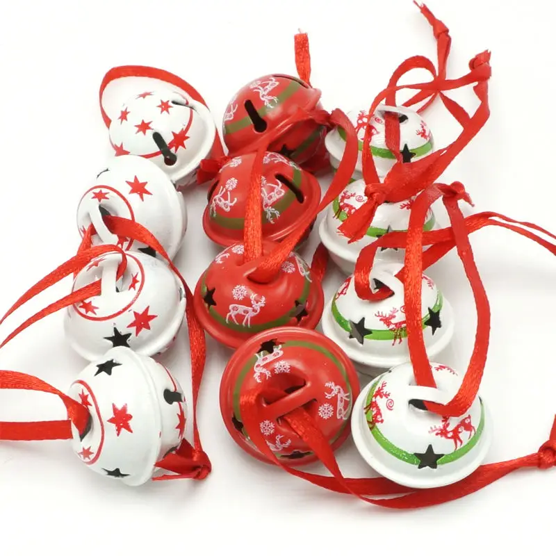 Christmas decoration 12pcs 3 types reindeer star metal small jingle bell for home 25mm*25mm*20mm