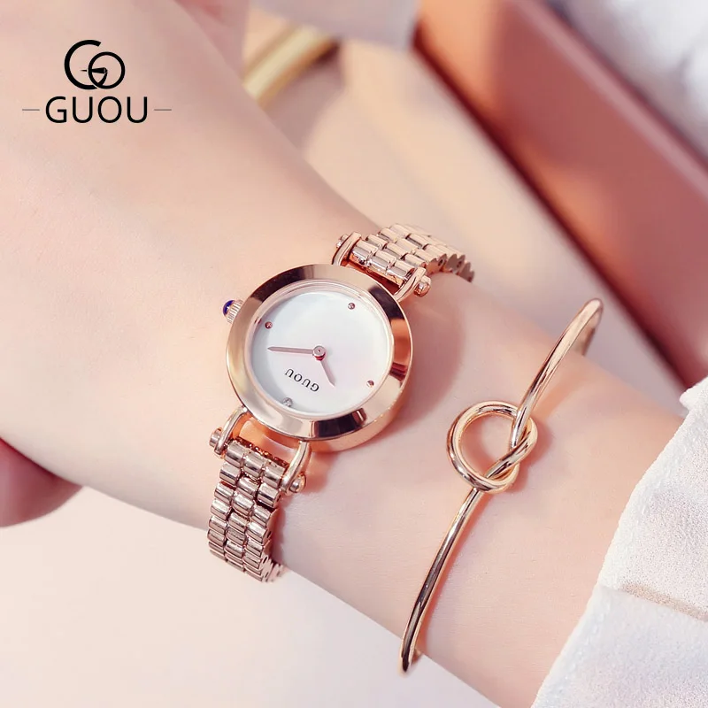 GUOU Luxury Brand Women Quartz Watch Relogio Feminino Gold Bracelet Clock Ladies Fashion Casual Stainless Steel Wrist Watches GUOU Luxury Brand Women Quartz Watch Relogio Feminino Gold Bracelet Clock Ladies Fashion Casual Stainless Steel Wrist Watches