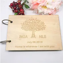 Дерево Узор на заказ имя индивидуальный деревянный Гостевая книга альбом памятный юбилей подарок деревенский Свадебный Гостевая книга