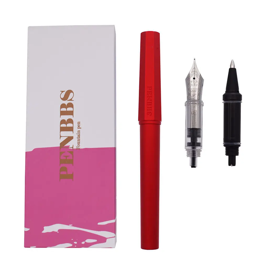 

Moonman Penbbs 350 Red Fountain Pen Aluminum Alloy Anode Octagonal Fashion Ink Pen with Gift Case Office Business Writing Set