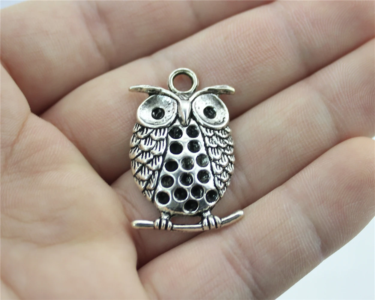 Buy 8pcs 32*21mm Antique Silver Color Owl Charms For