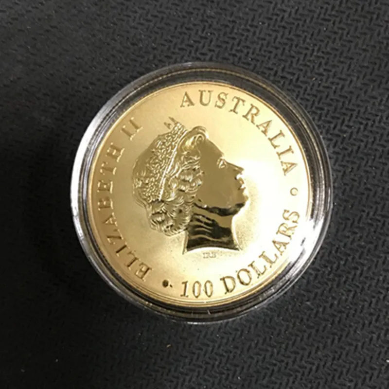 5 шт., Немагнитный значок австралийского Kangroo 2012, латунный сердечник, 24 к, настоящая позолота, 1 унция, 32,6 мм, Elizabeth, Коллекционная монета