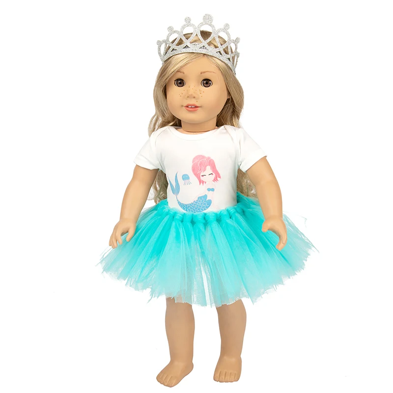 

Fit 18 inch 43cm Doll Clothes Accessories Born New Baby Blue Pink Red Mermaid crown dress suit For Baby Birthday Festival Gift