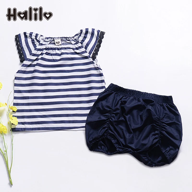 Halilo Baby Clothes Set Striped Tops Shorts Two Piece Summer Baby Girls Clothing Set Infant Girl Clothes Cute Girls Outfits 2019 Halilo Baby Clothes Set Striped Tops Shorts Two Piece Summer Baby Girls Clothing Set Infant Girl Clothes Cute Girls Outfits 2019