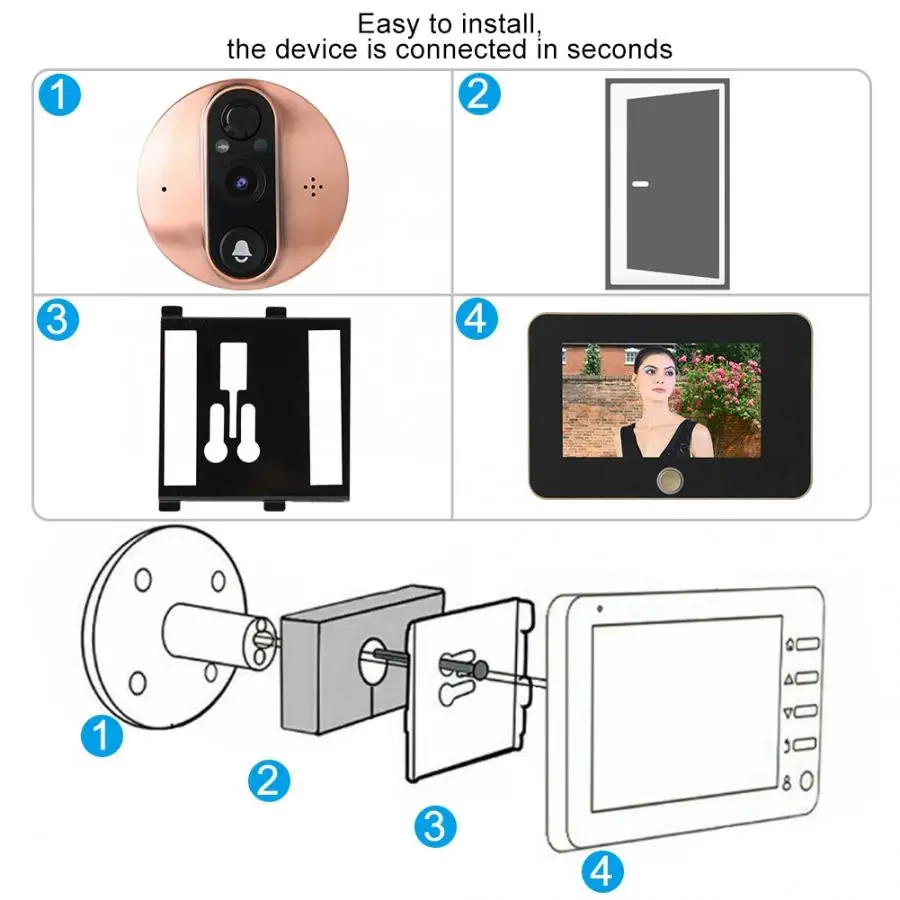 Дверной Звонок камера 4,3 дюймов HD 1080P WiFi видеодомофон дверной звонок камера Дверной зритель ночное видение ПИР кольцо дверной Звонок