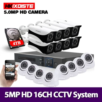 

HKIXDIST 16CH 5MP H.265+ HD 5MP Camera Video Security System 16pcs 3.6mm Lens IP66 Outdoor HD Cameras Plug & Play AHD Camera Kit