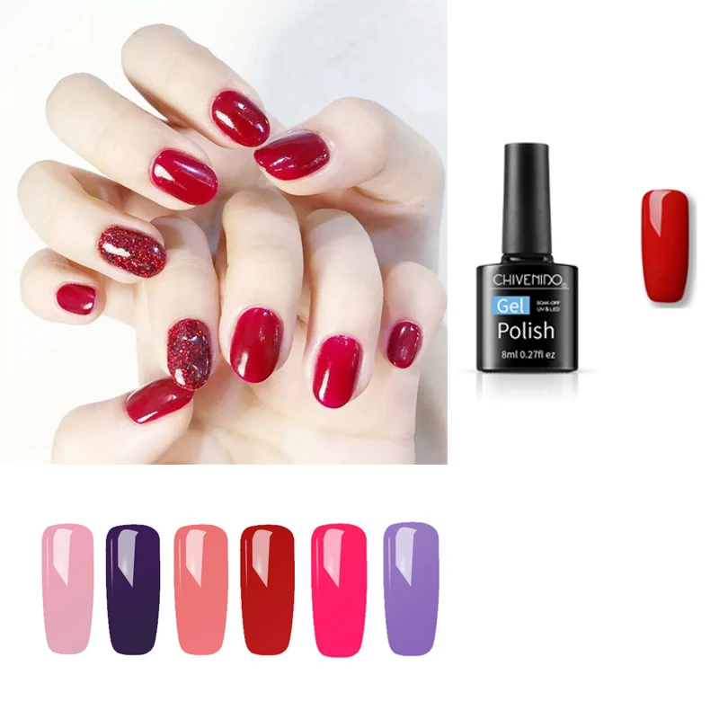 

CHIVENIDO 8ml Nude UV Gel Nail Polish 30Colors Sugar Effect Nail Lot Gel UV Colors Nail Glue for Nail Art DIY Salon