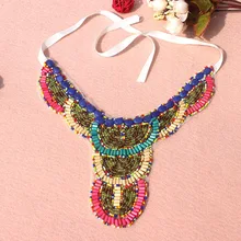 Деревянный воротник-ожерелье с бусинами женские деревянные массивные ювелирные изделия этнические Многослойные многоцветные деревянные воротник-ожерелье с бусинами