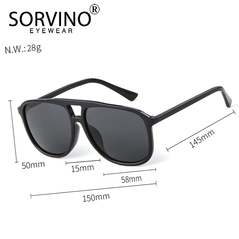 SORVINO Ретро мода пилот солнцезащитные очки бренд для женщин и мужчин 90s Мода негабаритных плоский верх прозрачные черные солнцезащитные очки большие тени SP277