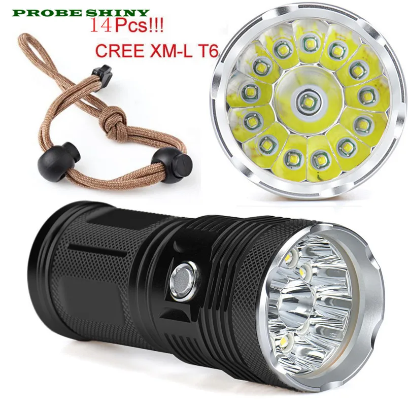 

HOT!!! Super Bright 14x XM-L T6 LED Flashlight Torch 4x 18650 Hunting Light Lamp Free Shipping #NN01