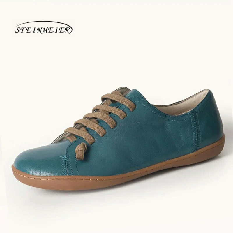 Women Summer Flat Spring Leather Casual Barefoot Sneakers Slip On