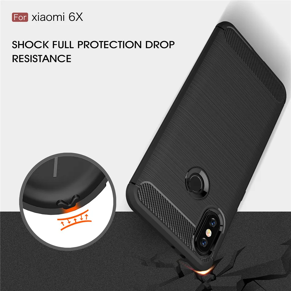 Чехол Whyes для Xiaomi Mi 6X противоударный мягкий ТПУ чехол из углеродного волокна A2 Mi6X