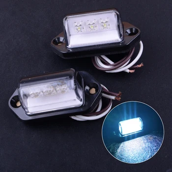 

2pcs Waterproof Car Boat Truck Trailer White 3 LEDs License Number Plate Light Lamp 10-30V ABS High Quality Accessories