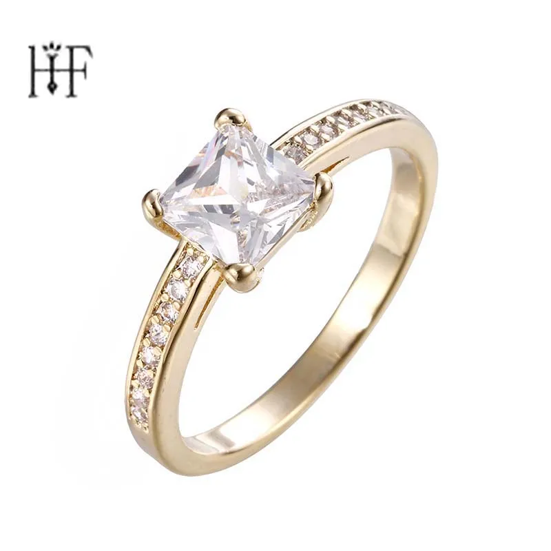 

Bohemian Simple Fashion Rectangular Women's Ring Gold/Silver Color CZ Stone Punk Engagement Ring Bague Femme Anelli Donna