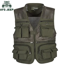 AFS JEEP размера плюс 4XL лето на открытом воздухе путешествия esporte жилет мужской дышащий сетчатый жилет фотографа Мульти Карманы жилет куртка
