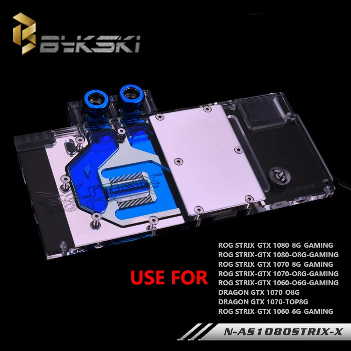 BYKSKI Full Cover Graphics Card Water Cooling Block Use For ASUS ROG