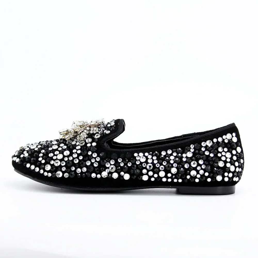 Cool TIRO/черная замша Шлёпанцы для женщин кристаллы кисточкой женские лоферы для Slip-On Обувь роскошные свадьбы со стразами Женские туфли