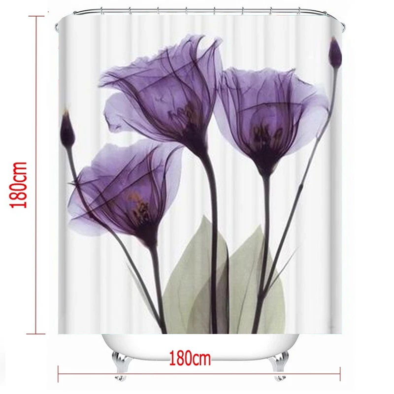 Kaufen LANGRIA 4 stücke Badezimmer Dusche Vorhang Blume Print Langlebig Wasserdicht Bad Vorhang Set Wc Abdeckung Matte Non Slip Bad teppich Set