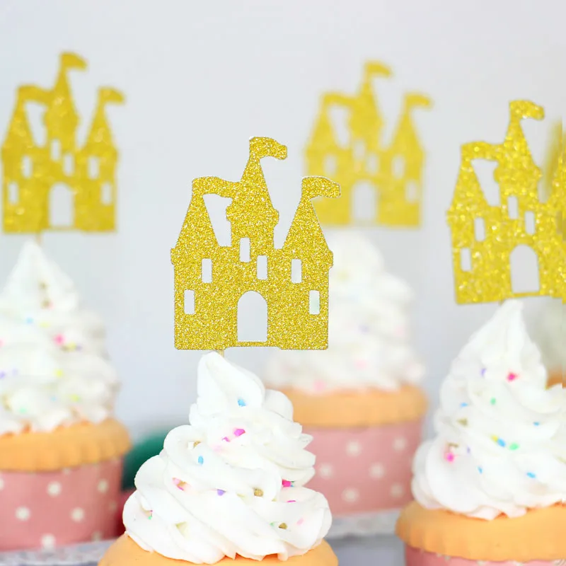 

Glitter Cake Topper Castle Cake Topper Kids Birthday Party Cake Stick Glitter Cake Decoration Girl's Birthday Event Festival