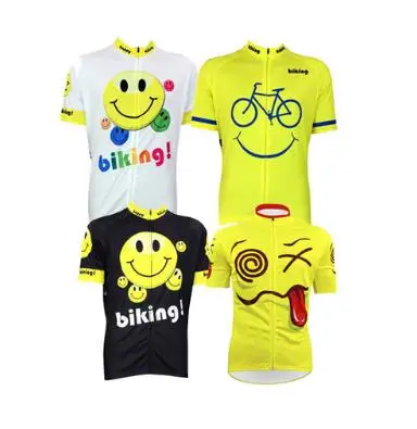 Men Yellow Cartoon Cycling Jersey Tops Bike T-Shirt Short Sleeve Bicycle Clothes