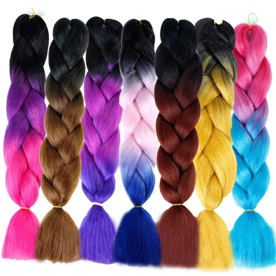 MEIFAN синтетические Омбре Джамбо плетение волос крючком косички Прически наращивание волос цветные пряди косички для плетения волос